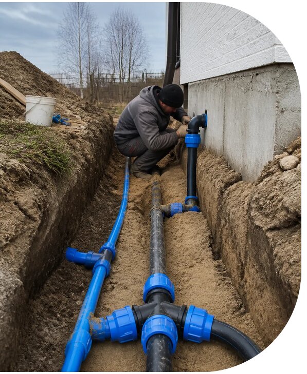 Монтаж наружного водопровода на участке под ключ в Барнауле